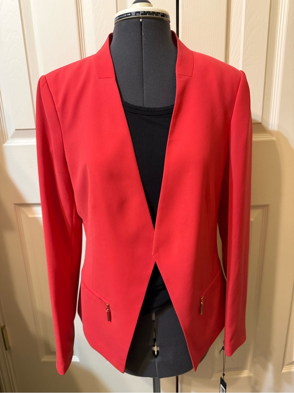 Ivanka Trump Red Open-Front Blazer with Zip Pockets